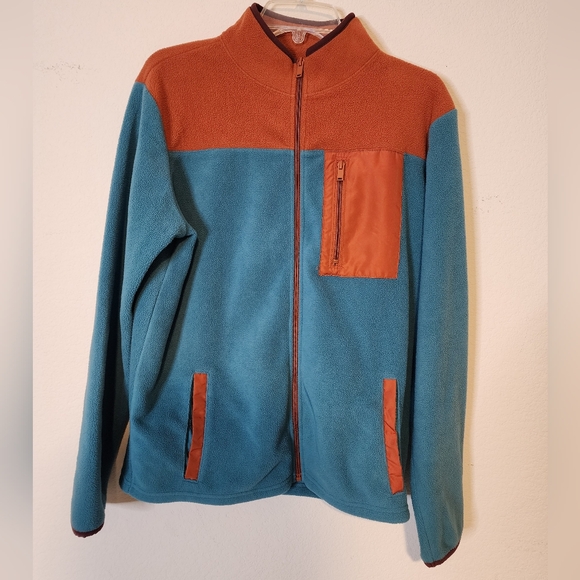 Sonoma Other - Sonoma - Boy's Husky Teal and Orange Zip-up Sweater - Size: Extra Large